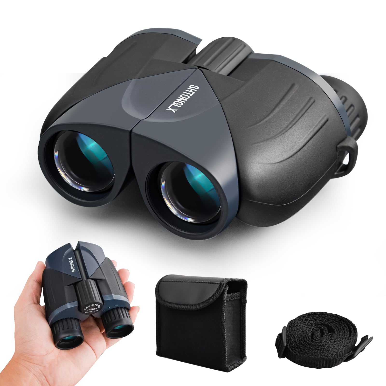 Shtonglx 15X25 Binoculars For Adults Kids, Small Compact Binoculars For Bird Watching Hunters, Mini Pocket Binoculars For Adults
